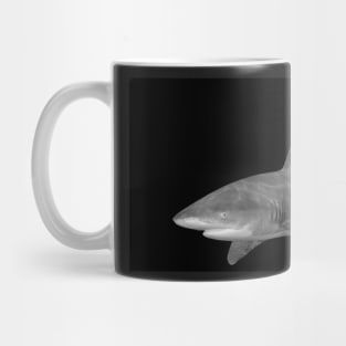 An Oceanic White Tip Shark and Pilot Fish in Black and White Mug